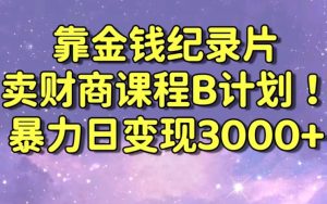 财经纪录片联合财商课程的变现策略，暴力日变现3000+，喂饭级别教学【揭秘】-无痕资源库