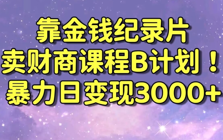 财经纪录片联合财商课程的变现策略，暴力日变现3000+，喂饭级别教学【揭秘】-无痕资源库