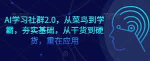 AI学习社群2.0，从菜鸟到学霸，夯实基础，从干货到硬货，重在应用-无痕资源库