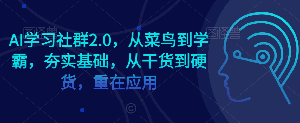 AI学习社群2.0，从菜鸟到学霸，夯实基础，从干货到硬货，重在应用-无痕资源库