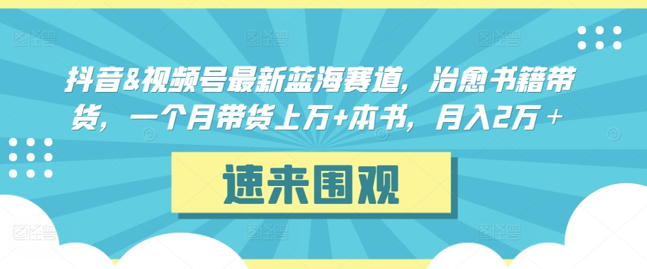 抖音&视频号最新蓝海赛道,治愈书籍带货,一个月带货上万+本书,月入2万+【揭秘】-无痕资源库
