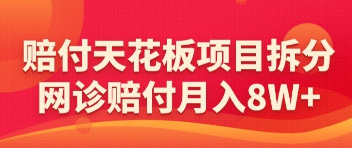 赔付天花板项目拆分,网诊赔付月入8W+-【仅揭秘】-无痕资源库
