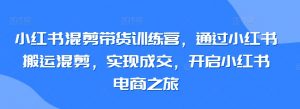小红书混剪带货训练营，通过小红书搬运混剪，实现成交，开启小红书电商之旅-无痕资源库