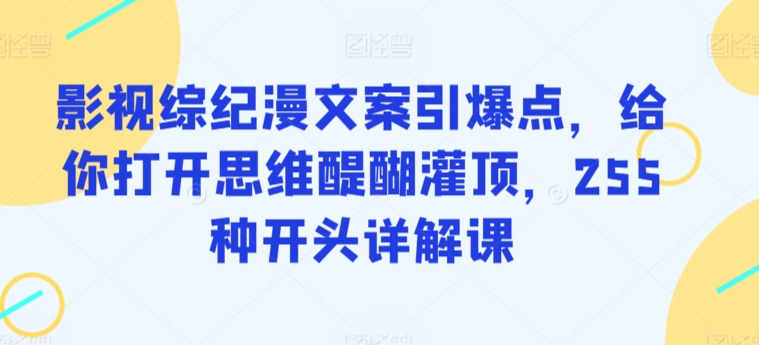 影视综纪漫文案引爆点,给你打开思维醍醐灌顶,255种开头详解课-无痕资源库