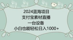 2024年蓝海项目，支付宝素材直播，无需出境，小白也能日入1000+ ，实操教程【揭秘】-无痕资源库