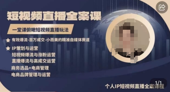 高品质IP短视频直播全案课程，一堂课俯瞰短视频直播玩法-无痕资源库