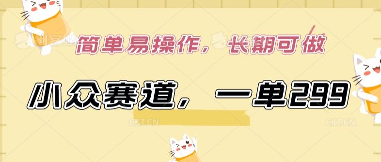 小众赛道，一单299.简单易操作，长期可做【揭秘】-无痕资源库