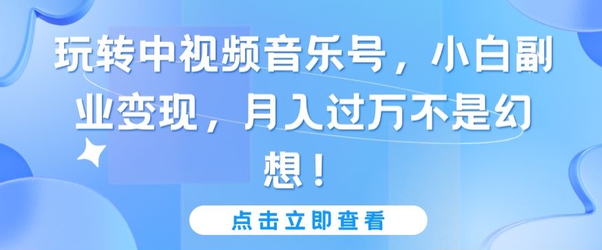 玩转中视频音乐号,小白副业变现,月入过万不是幻想【揭秘】-无痕资源库