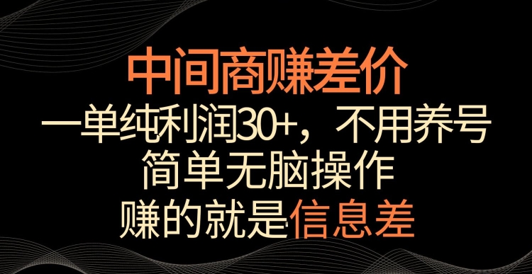中间商赚差价,一单纯利润30+,简单无脑操作,赚的就是信息差,轻轻松松日入1000+【揭秘】-无痕资源库