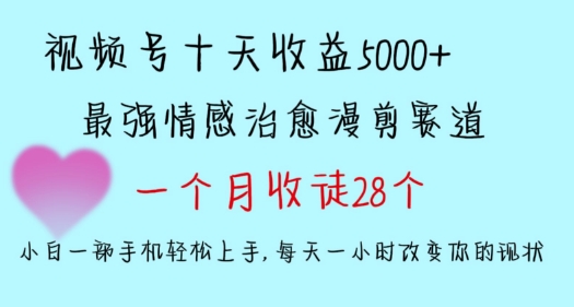 十天收益5000+，多平台捞金，视频号情感治愈漫剪，一个月收徒28个，小白一部手机轻松上手【揭秘】-无痕资源库