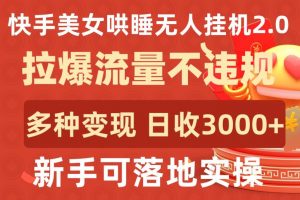 快手美女哄睡无人挂机2.0.拉爆流量不违规,多种变现途径,日收3000+,新手可落地实操【揭秘】-无痕资源库