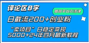 抖音评论区8字日截流200+创业粉 “卖项目”日稳定变现5000+【揭秘】-无痕资源库