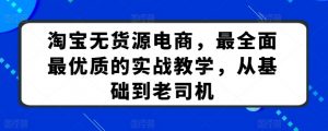 淘宝无货源电商，最全面最优质的实战教学，从基础到老司机-无痕资源库