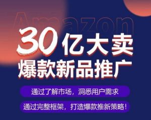 亚马逊·30亿大卖爆款新品推广,可复制、全程案例实操的爆款推新SOP-无痕资源库