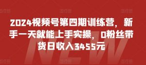 2024视频号第四期训练营,新手一天就能上手实操,0粉丝带货日收入3455元-无痕资源库