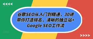 谷歌SEO从入门到精通,30讲带你打造排名,清晰的独立站+Google SEO工作流-无痕资源库