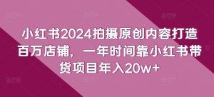 小红书2024拍摄原创内容打造百万店铺，一年时间靠小红书带货项目年入20w+-无痕资源库
