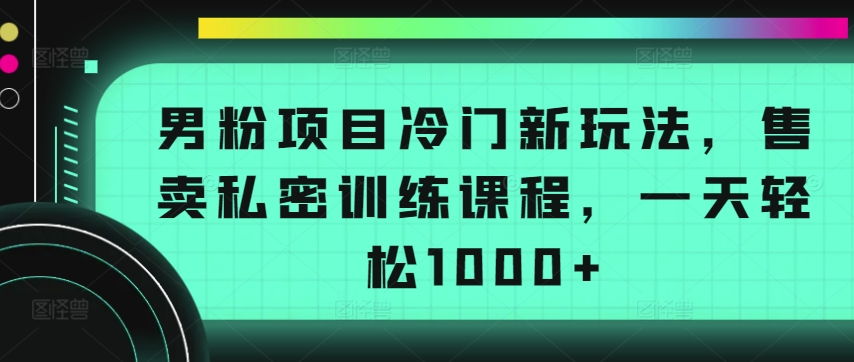 男粉项目冷门新玩法，售卖私密训练课程，一天轻松1000+【揭秘】-无痕资源库