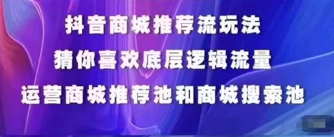 抖音商城运营课程，猜你喜欢入池商城搜索商城推荐人群标签覆盖-无痕资源库