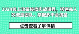 2024线上流量操盘实战课程，搭建高人效流量团队，掌握多平台流量-无痕资源库