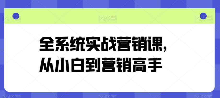 全系统实战营销课,从小白到营销高手-无痕资源库