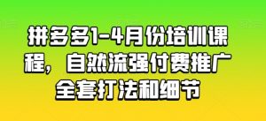 拼多多1-4月份培训课程，自然流强付费推广全套打法和细节-无痕资源库