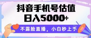 抖音手机号估值,日入5000+,不露脸直播,小白秒上手【揭秘】-无痕资源库