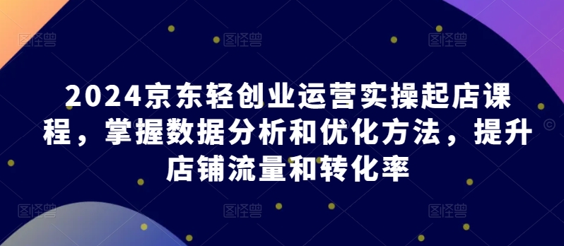 2024京东轻创业运营实操起店课程,掌握数据分析和优化方法,提升店铺流量和转化率-无痕资源库