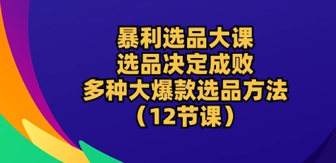 暴利选品大课：选品决定成败，教你多种大爆款选品方法(12节课)-无痕资源库