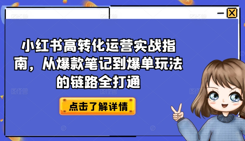 小红书高转化运营实战指南，从爆款笔记到爆单玩法的链路全打通-无痕资源库