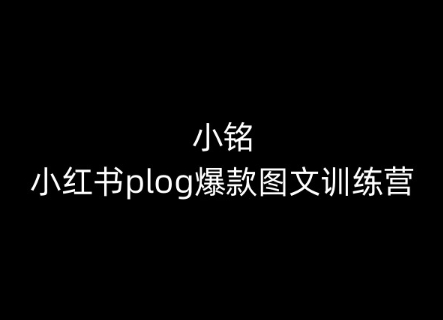 小铭-小红书plog爆款图文训练营，教你从0-1做小红书-无痕资源库