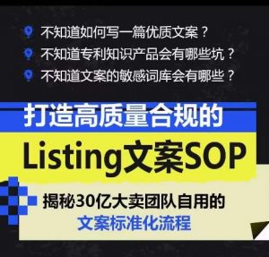打造高质量合规的Listing文案SOP,掌握亚马逊文案工作的标准化-无痕资源库