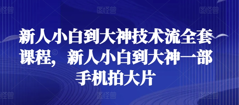 新人小白到大神技术流全套课程，新人小白到大神一部手机拍大片-无痕资源库