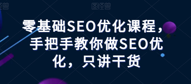 零基础SEO优化课程，手把手教你做SEO优化，只讲干货-无痕资源库