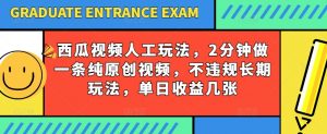 西瓜视频写字玩法,2分钟做一条纯原创视频,不违规长期玩法,单日收益几张-无痕资源库