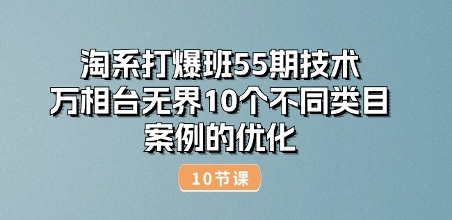 淘系打爆班55期技术：万相台无界10个不同类目案例的优化(10节)-无痕资源库