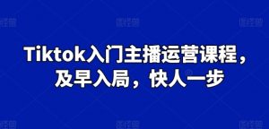 Tiktok入门主播运营课程，及早入局，快人一步-无痕资源库