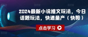 2024最新小说推文玩法，今日话题玩法，快速量产(快剪)-无痕资源库
