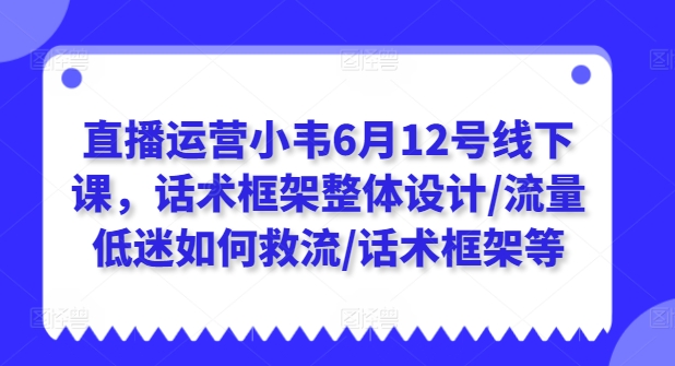 直播运营小韦6月12号线下课，话术框架整体设计/流量低迷如何救流/话术框架等-无痕资源库