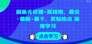 闲鱼无货源-高级班，最全·最新·最干，紧贴热点 深度学习-无痕资源库