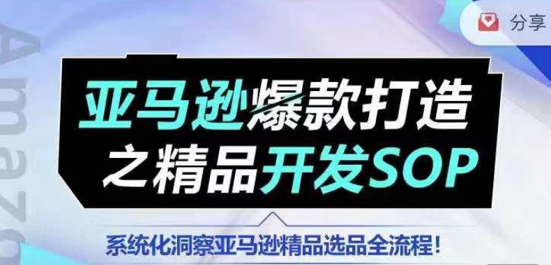【训练营】亚马逊爆款打造之精品开发SOP，系统化洞察亚马逊精品选品全流程-无痕资源库