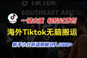 海外Tiktok短视频无脑搬运,一键去重轻松过原创,新手小白听话照做日入几张【揭秘】-无痕资源库
