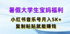 暑假大学生宝妈福利，小红书音乐号月入5000+，复制粘贴就能赚钱【揭秘】-无痕资源库