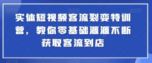 实体短视频客流裂变特训营,教你零基础源源不断获取客流到店-无痕资源库