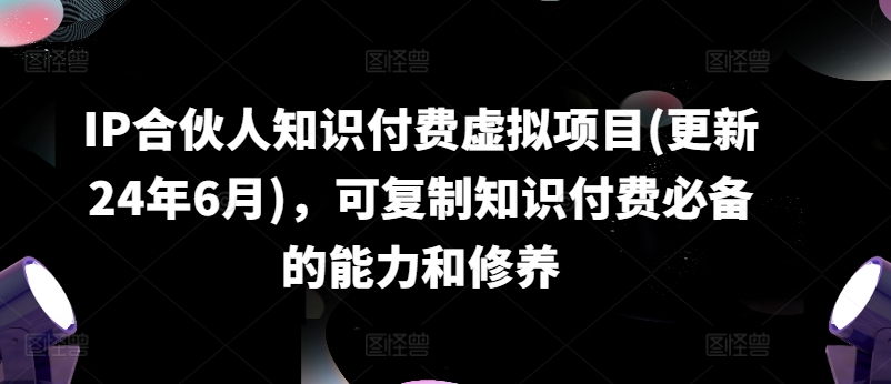 IP合伙人知识付费虚拟项目(更新24年6月),可复制知识付费必备的能力和修养-无痕资源库