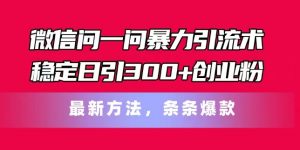 微信问一问暴力引流术，稳定日引300+创业粉，最新方法，条条爆款【揭秘】-无痕资源库