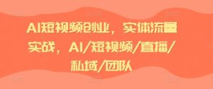 AI短视频创业，实体流量实战，AI/短视频/直播/私域/团队-无痕资源库