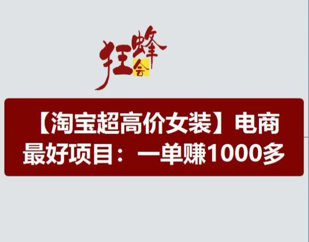 淘宝超高价女装项目，电商最好赛道，一单赚1000多-无痕资源库
