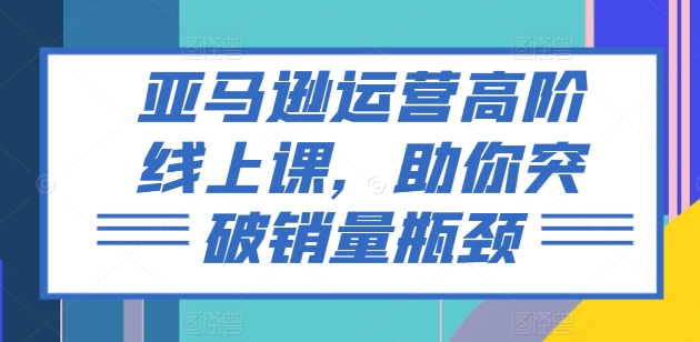 亚马逊运营高阶线上课,助你突破销量瓶颈-无痕资源库