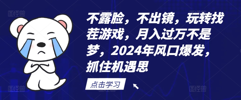 不露脸,不出镜,玩转找茬游戏,月入过万不是梦,2024年风口爆发,抓住机遇【揭秘】-无痕资源库